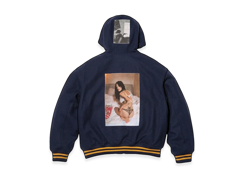 Supreme x Larry Clark Hooded Varsity Jacket "Navy"