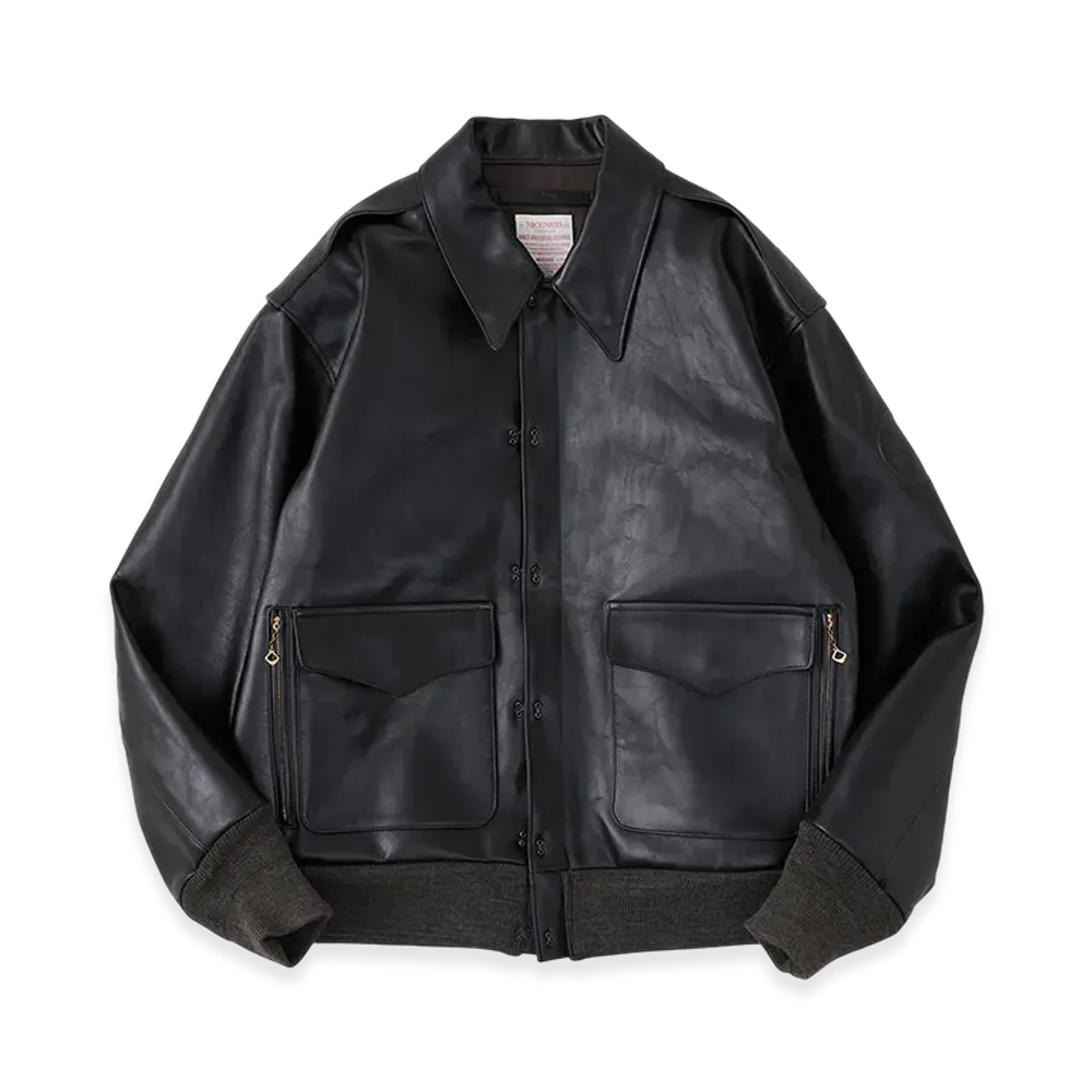NICENESS Monkman Brown Core Lamb Leather A2 Jacket "Dark Brown"
