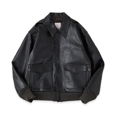NICENESS Monkman Brown Core Lamb Leather A2 Jacket "Dark Brown"