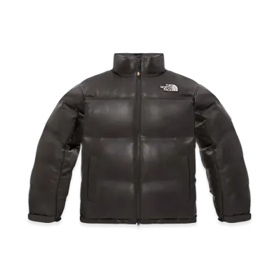 The North Face White Label Leather Nuptse Down Jacket "Dark Brown"