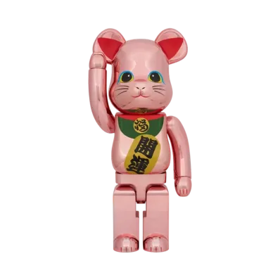 MEDICOM TOY "BEARBRICK" Lucky Cat, Good Luck, No. 2, Pink Gold Plating, 1000%