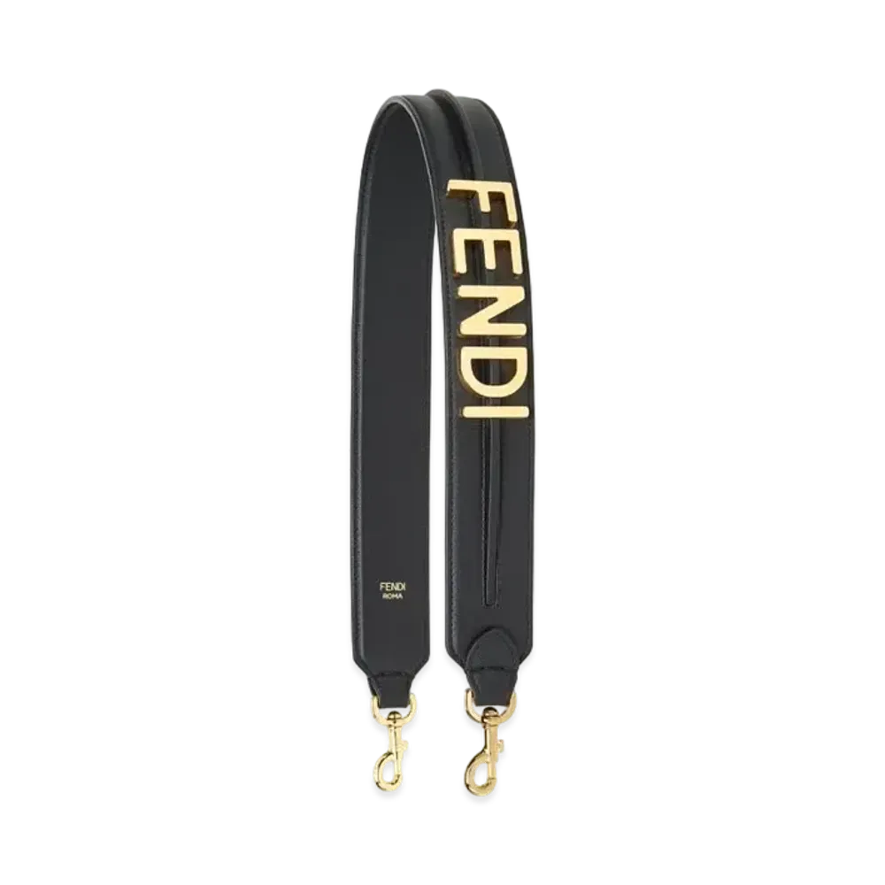 FENDI Strap You Leather Shoulder Strap "Black"