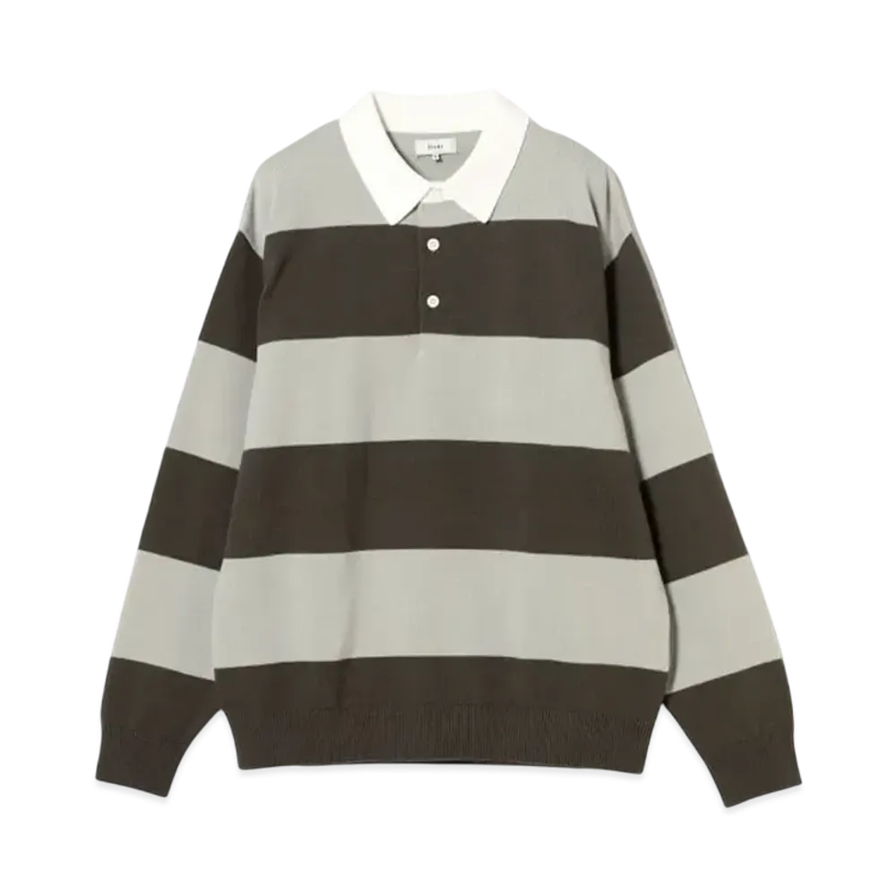 BEAMS Solotex(R)7G Border Lager Knit Polo Shirt "ChacoalGray"