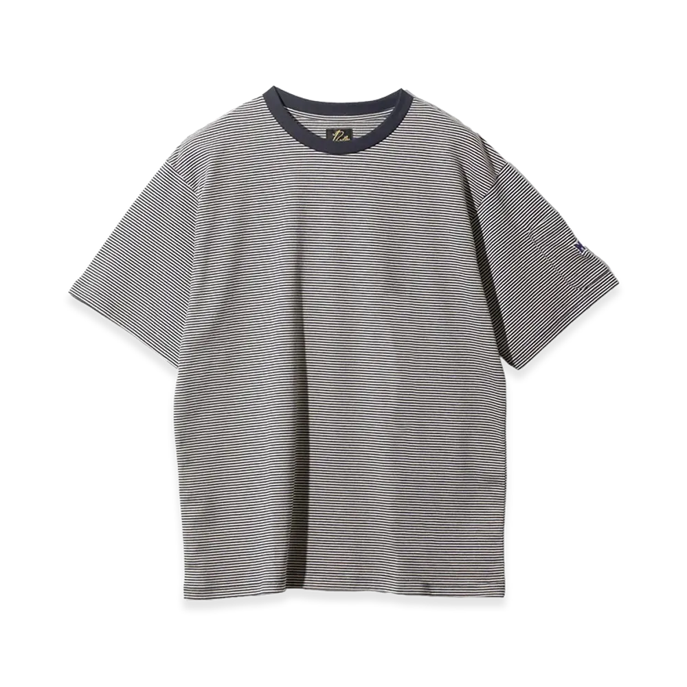NEEDLES S/S Crew Neck Tee - Cotton Stripe Jersey "Navy/Beige"