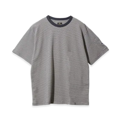 NEEDLES S/S Crew Neck Tee - Cotton Stripe Jersey "Navy/Beige"