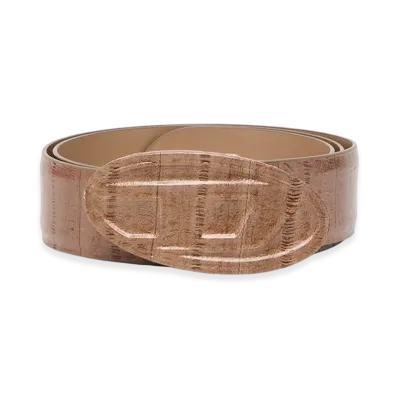 Diesel B-1Dr Embraced 4Cm Belt In Eel-Effect Leather "Light Brown"