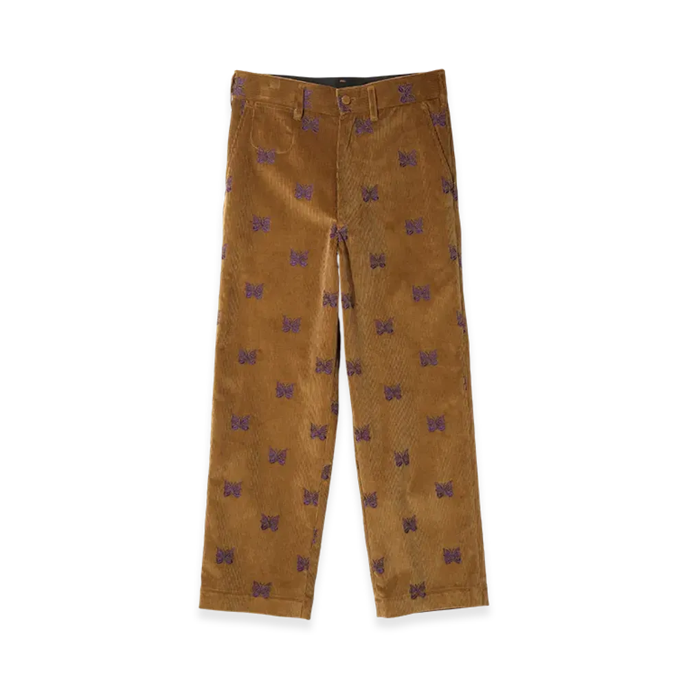 NEEDLES Straight Trouser-Papillon Emb. Corduroy "Brown"