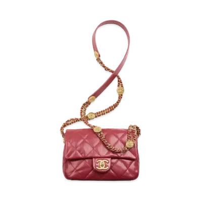 CHANEL Small Flap Bag Grainy Shiny Calfskin "Burgundy"