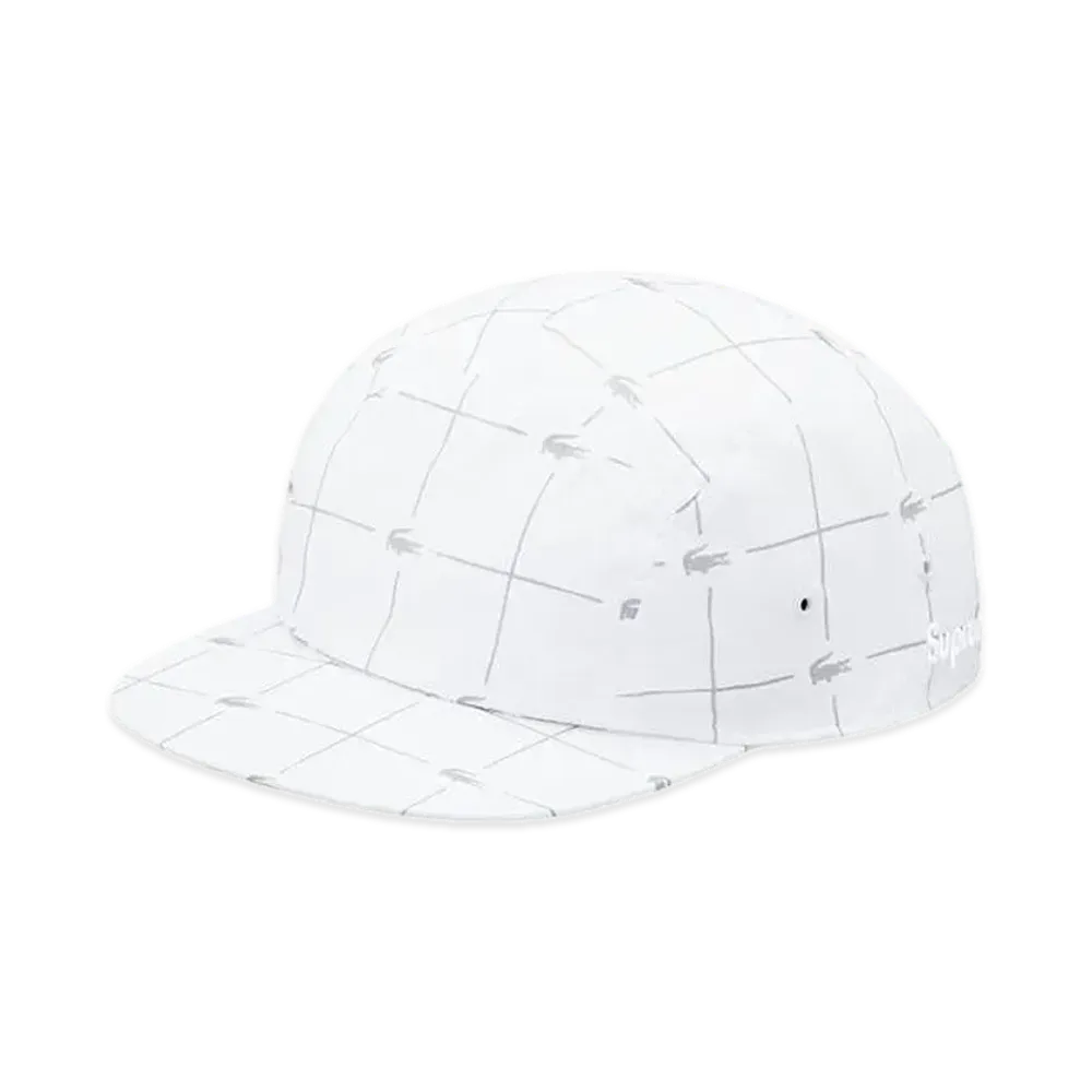 Supreme x LACOSTE Reflective Grid Nylon Camp Cap "White"
