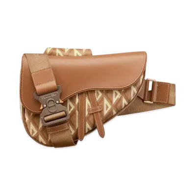 Dior Saddle Bag CD Diamond Canvas & Smooth Calfskin "Coffee"