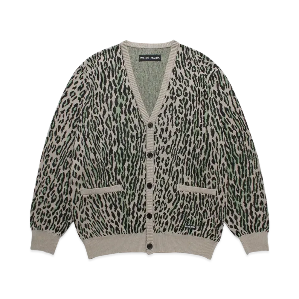 WACKO MARIA Leopard Jacquard Knit Cardigan "Gray"