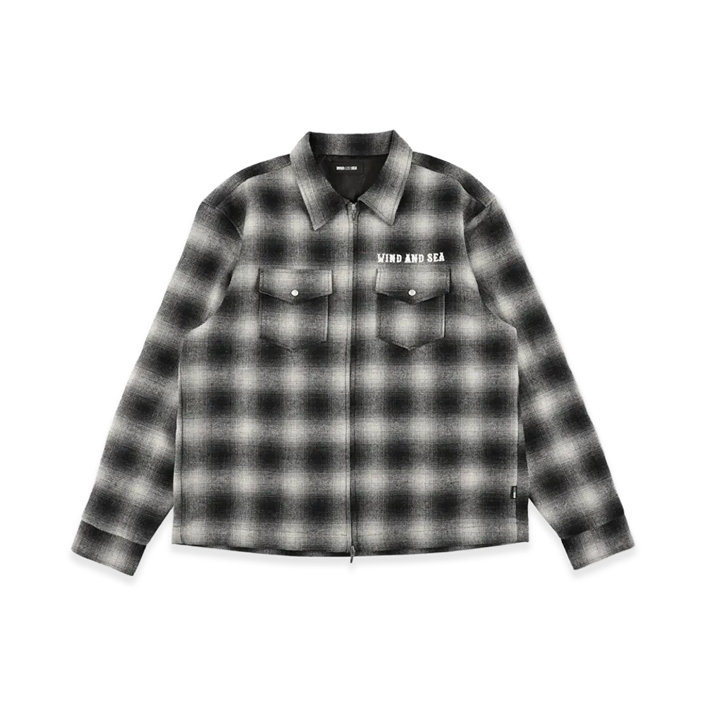 WIND AND SEA Zip Flannel Shirts "Black"