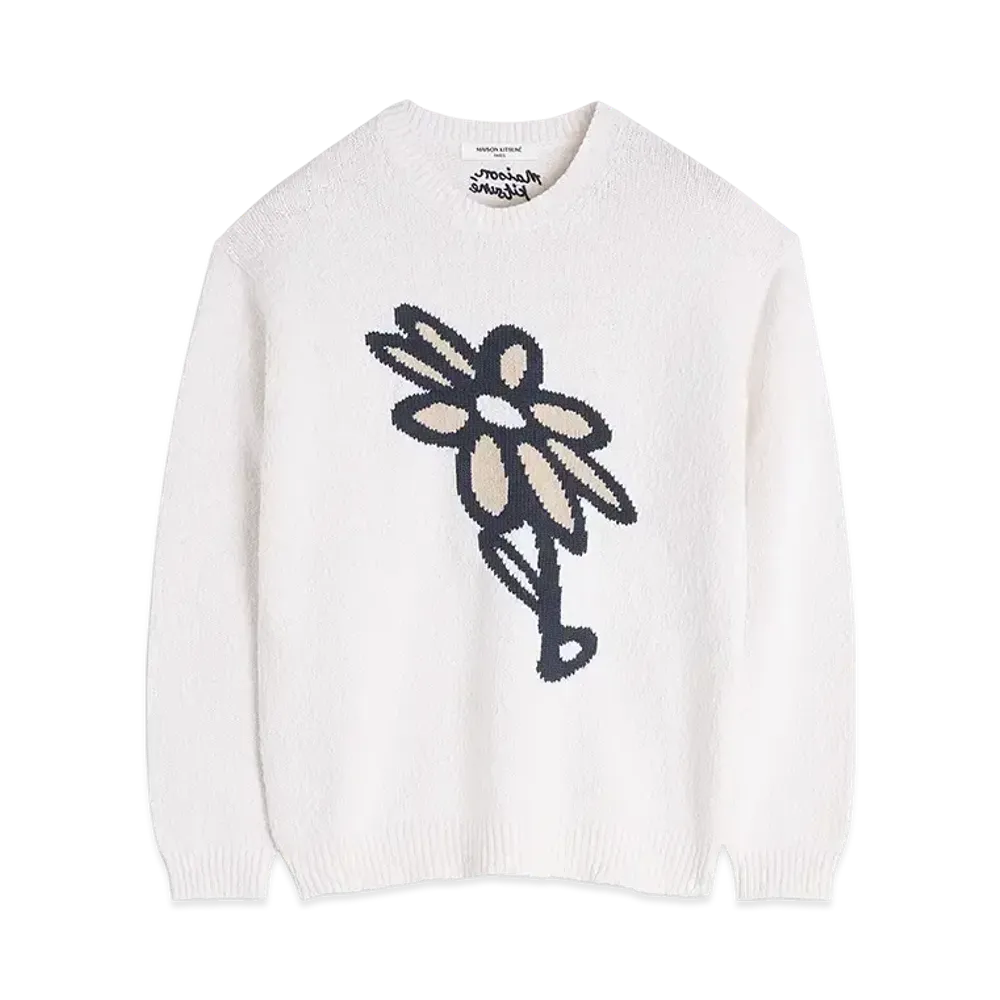 Maison Kitsune Abstract Daisy Intarsia Jumper "White"