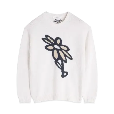 Maison Kitsune Abstract Daisy Intarsia Jumper "White"