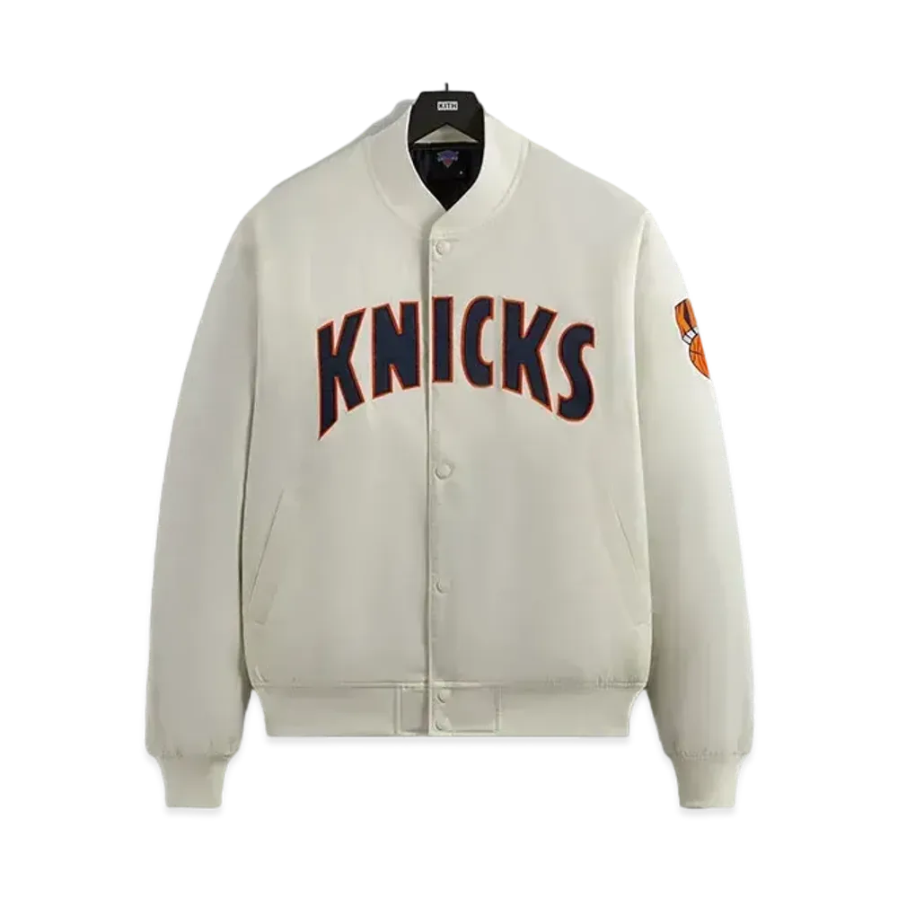 Kith x the New York Knicks Pinstripe Satin Bomber Jacket "Silk"