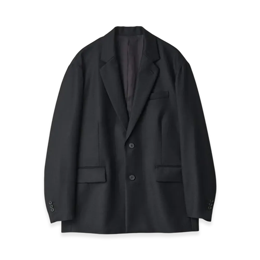 ssstein Wool Flannel Oversized Single Breasted Jacket "Black"