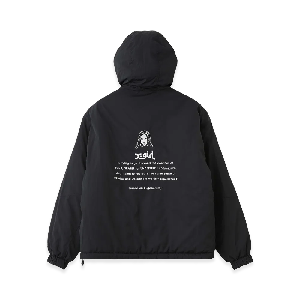 X-Girl Women's Face Embroidered Patch Reversible Jacket "Black"