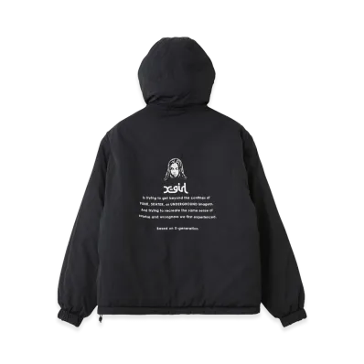 X-Girl Women's Face Embroidered Patch Reversible Jacket "Black"
