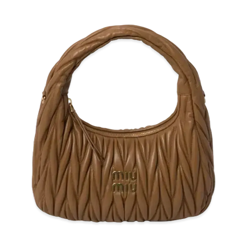 MIUMIU Wander Matelasse Nappa Leather Hobo Bag "Camel"
