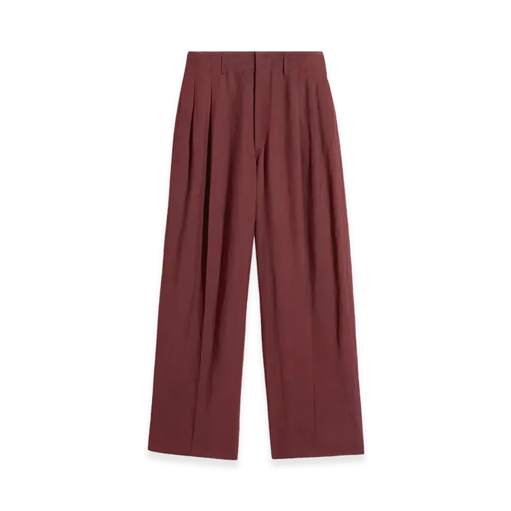 LEMAIRE Viscose Linen Gabardine Pleated Tailored Pants "Porto"