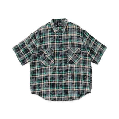 BEAMS Fade Work Check Shirt "Navy"