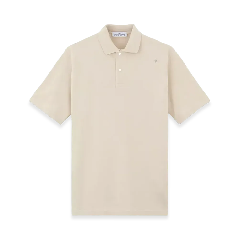 Stone Island 203G4 50/2 Organic Cotton Pique Stone Island Stellina Short-Sleeve Polo Shirt with Snaps - 24FW "Sand"