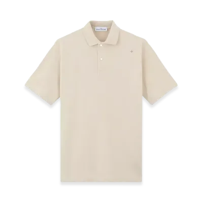 Stone Island 203G4 50/2 Organic Cotton Pique Stone Island Stellina Short-Sleeve Polo Shirt with Snaps - 24FW "Sand"