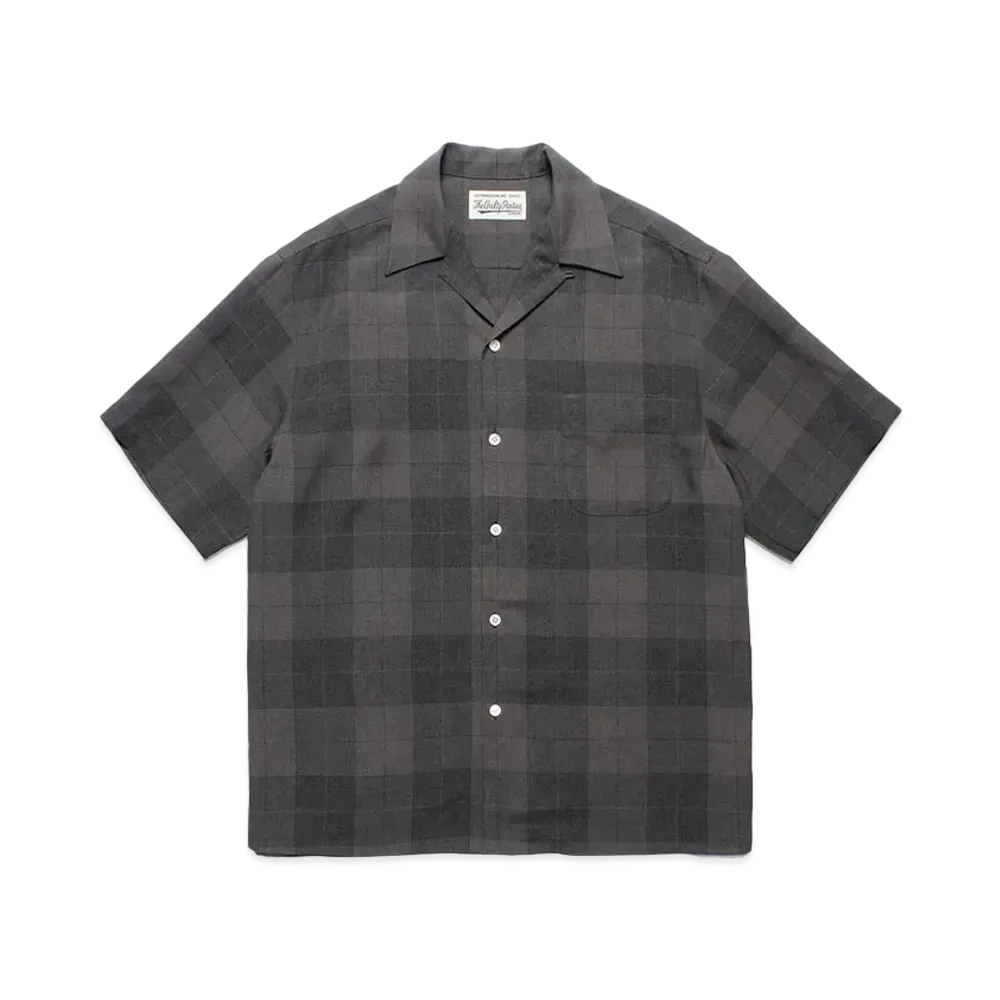 WACKO MARIA Check Open Collar Shirt "Gray"