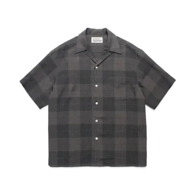 WACKO MARIA Check Open Collar Shirt "Gray"