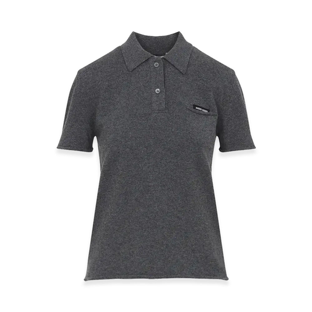 MIU MIU Women's Lamswool Washed F.12 Polo Shirt "Gray"
