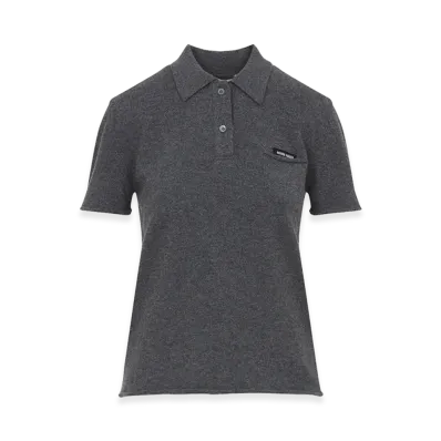 MIU MIU Women's Lamswool Washed F.12 Polo Shirt "Gray"