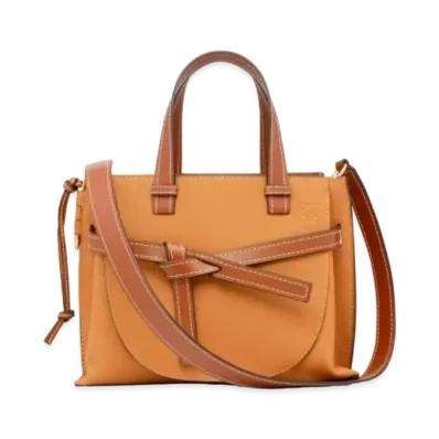 LOEWE Small Gate Top Handle Bag In Soft Grained Calfskin "Light Caramel / Pecan"