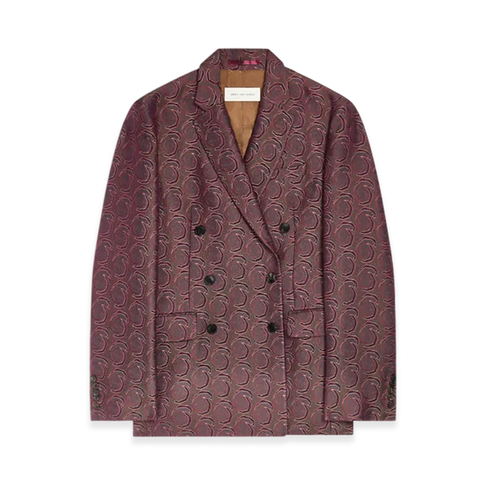 DRIES VAN NOTEN Women's Oversized Jacquard Blazer "Burgundy"