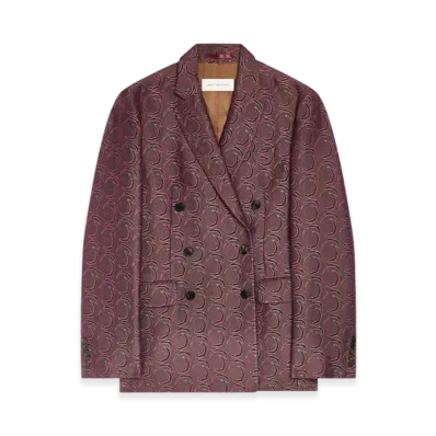 DRIES VAN NOTEN Women's Oversized Jacquard Blazer "Burgundy"