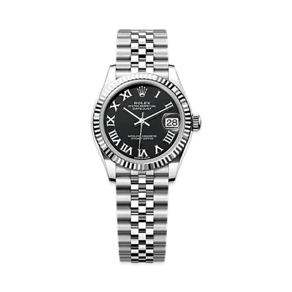 ROLEX Datejust 31mm Oystersteel & White Gold 278274 "Bright Black"