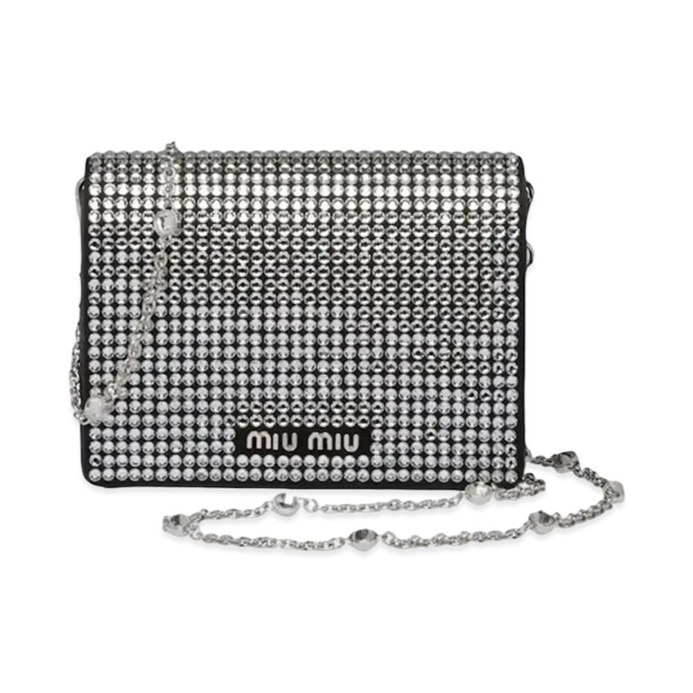 MIU MIU Crystal With Nappa Leather Mini Bag "Black"