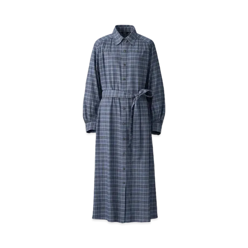 Uniqlo C Women'S Belted Shirt Dress #1 "Blue"