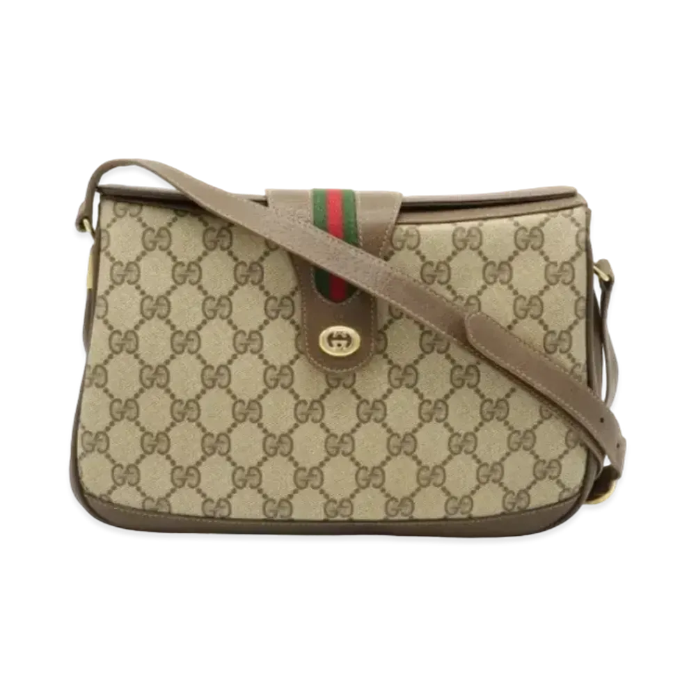 GUCCI Old Gucci GG Plus Sherry Line Shoulder Bag "Brown"