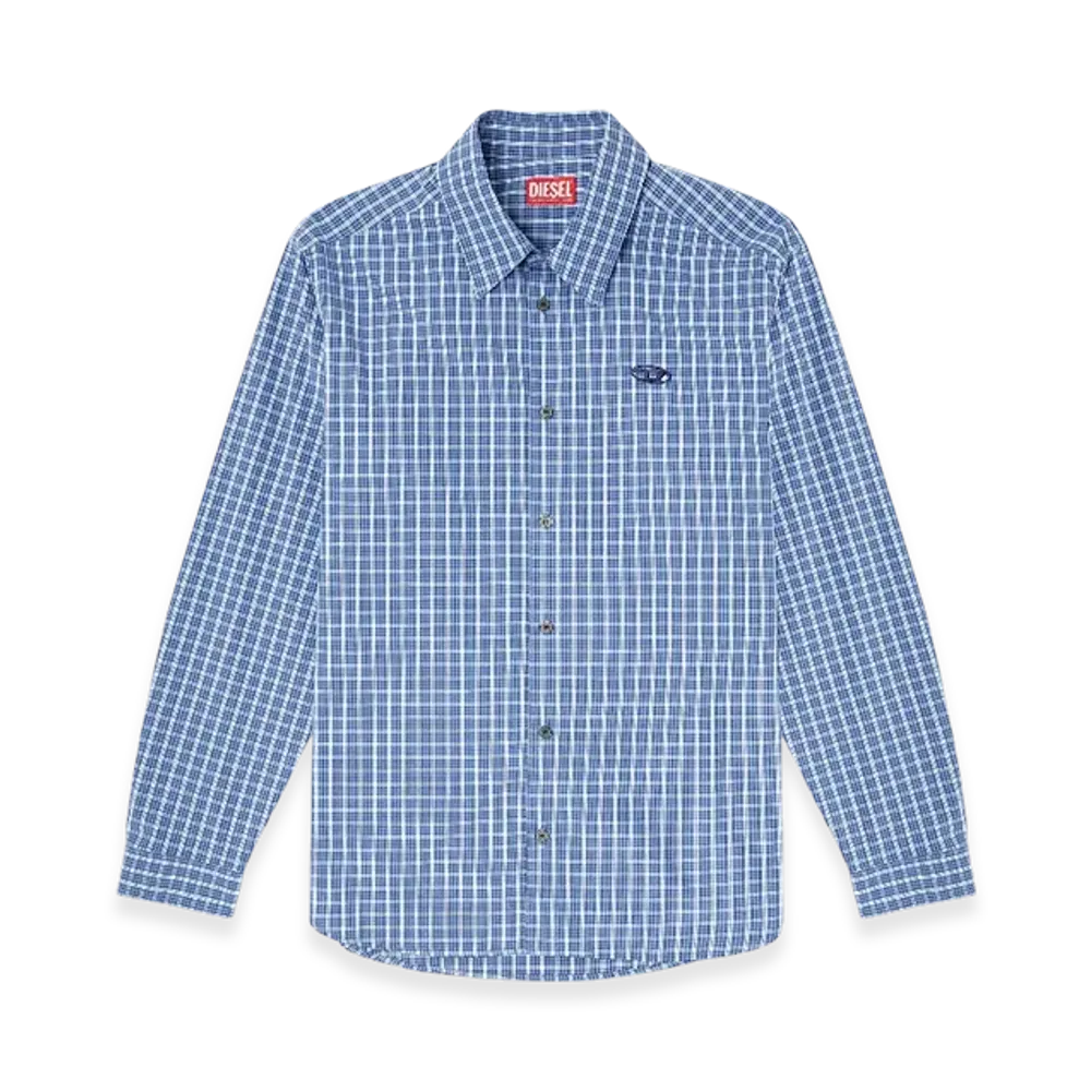 Diesel S-Simply-Dlbv Checked Shirt With Oval D Embroidery "Blue White"