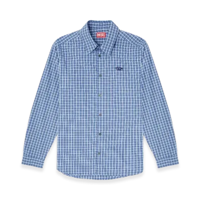 Diesel S-Simply-Dlbv Checked Shirt With Oval D Embroidery "Blue White"