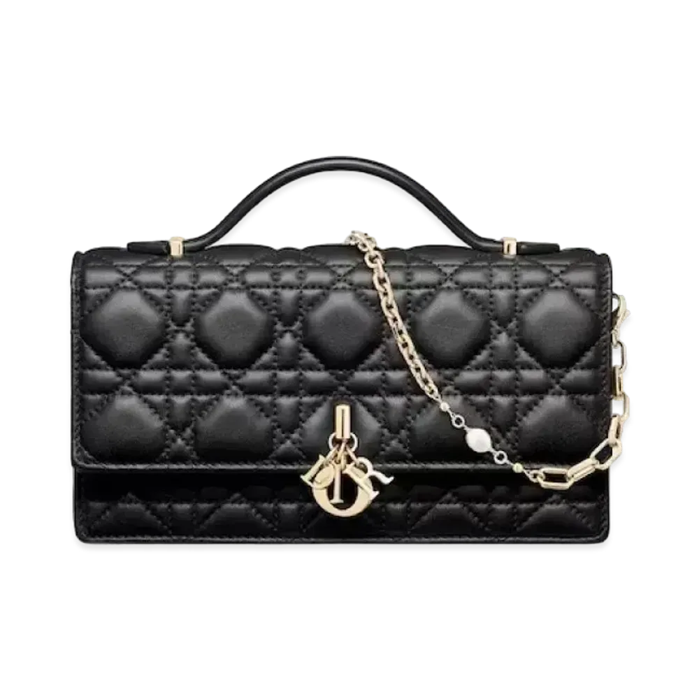 Dior Miss Dior Mini Shoulder Bag Cannage Lambskin "Black"