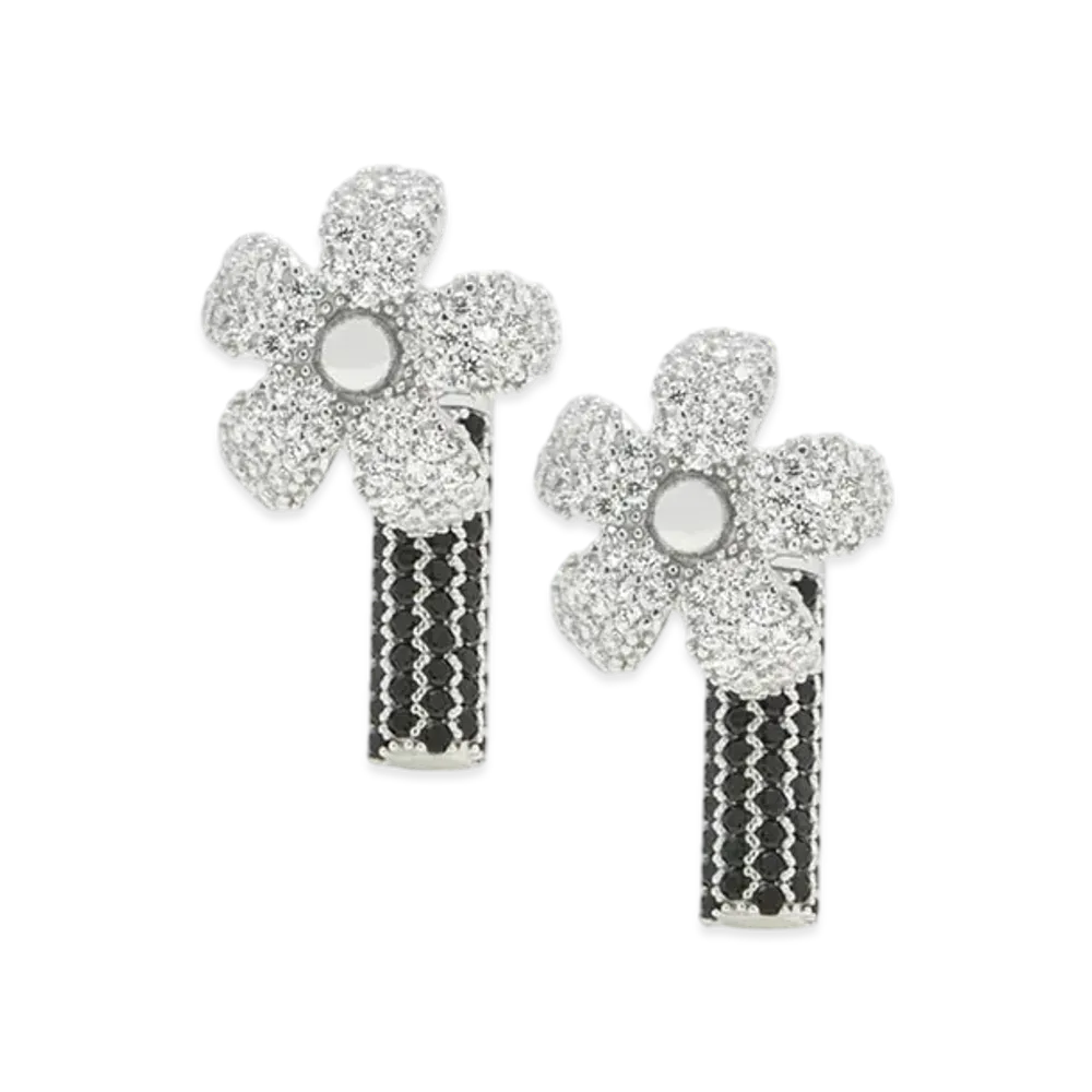 LOEWE Flower Earrings "Silver/Clear"