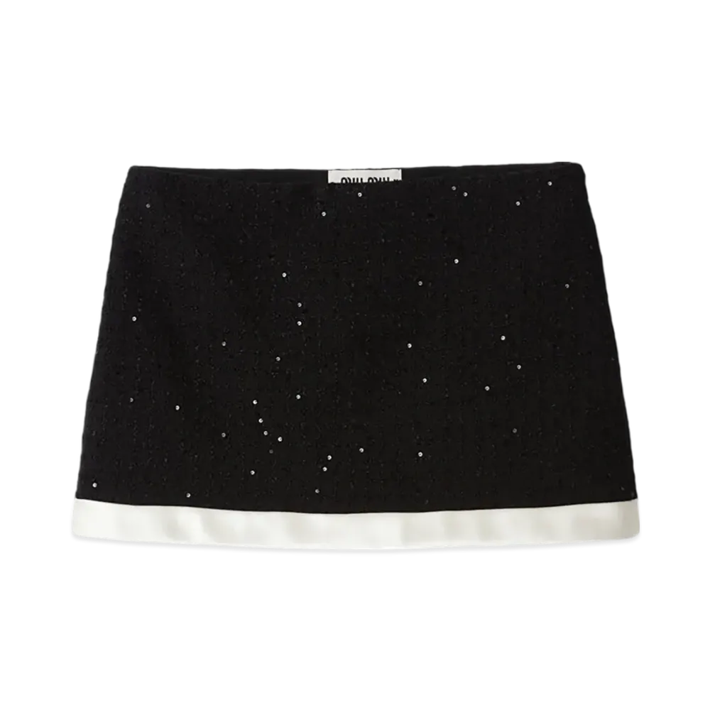 MIU MIU Sequin Boucle Mini Skirt "Black"