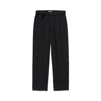 AURALEE Washed Finx Silk Chambray Belted Pants "Black Chambray"