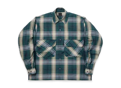 DAIWA PIER39 Tech Sports Open Collar Shirt L/S Big Tartan "Dark Green"