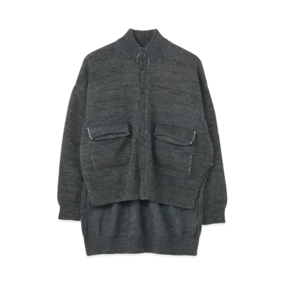 Yohji Yamamoto Y's PLAITING PLAIN STICHT SLIT CARDIGAN "Gray"