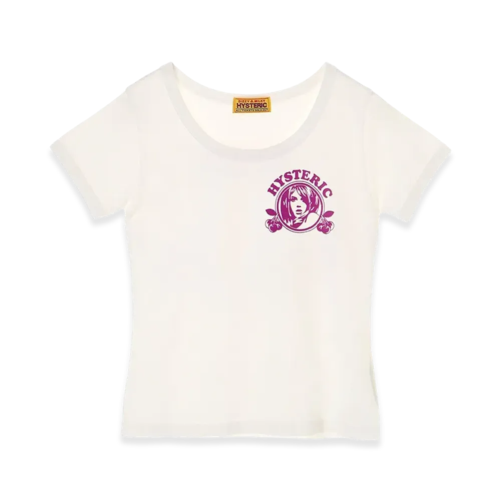 HYSTERIC GLAMOUR Women's Cherry Addiction Baby T-Shirt "White"