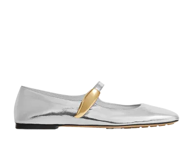 Bottega Veneta Women's Charlotte Mary Jane Ballerinas "Silver"