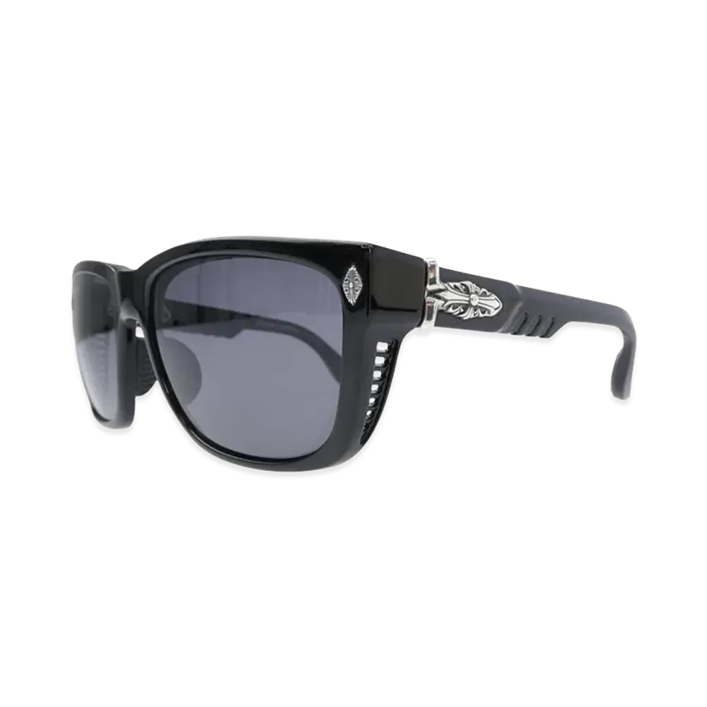 Chrome Hearts 59 18-140 Disco Stick Floral Temple Cell Frame Sunglasses "Black/Silver"