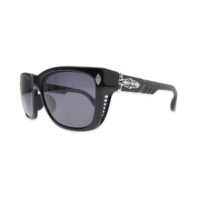 Chrome Hearts 59 18-140 Disco Stick Floral Temple Cell Frame Sunglasses "Black/Silver"